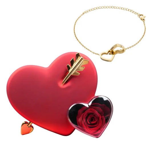 Coffret Amour Rose Éternelle avec Bracelet Gravé